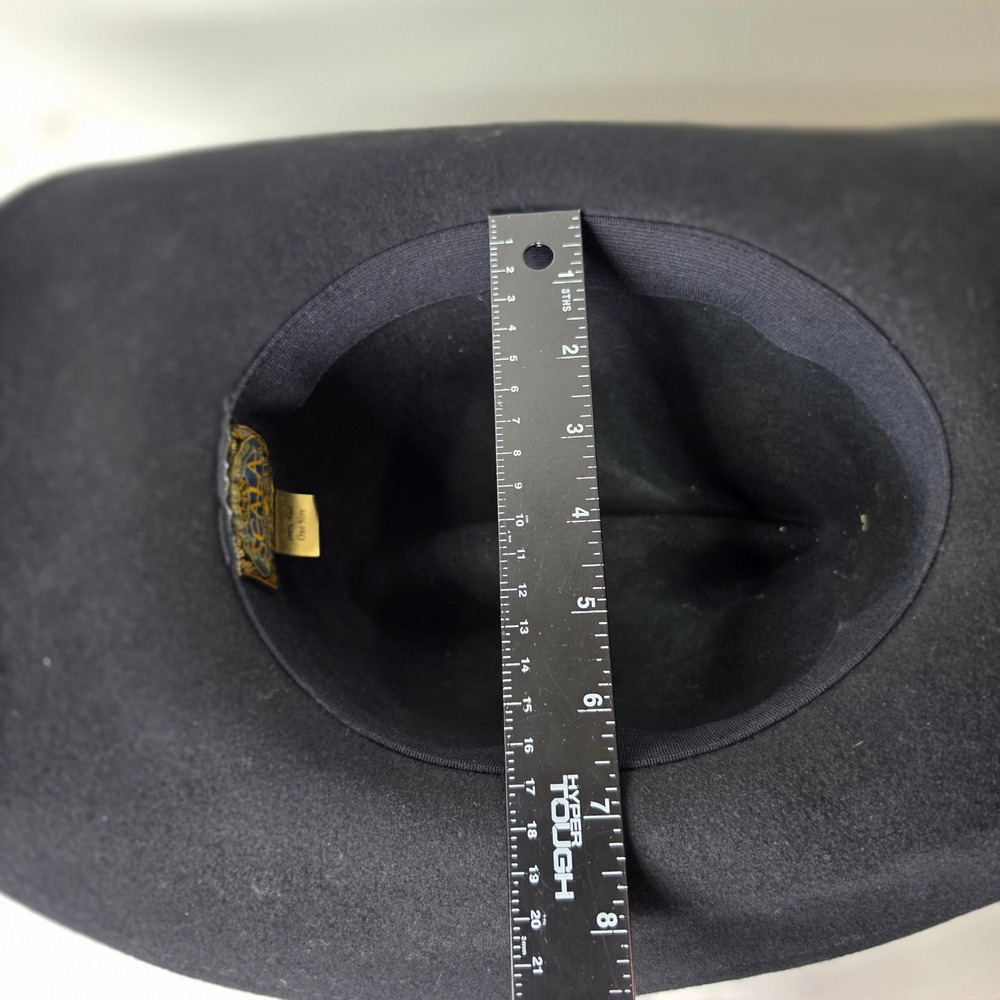 SCALA Black Wool Cowboy Hat Western Dorfman Pacific Studded Band One Size - Picture 7 of 8